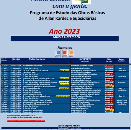 Programa de Estudos ano 2023 – Maio a Dezembro