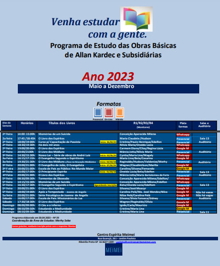 Programa de Estudos ano 2023 – Maio a Dezembro